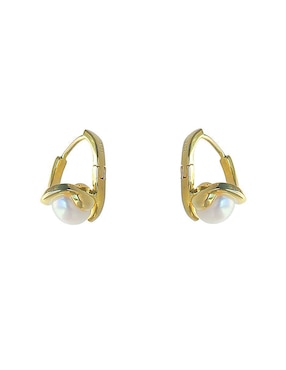 Aretes de esfera Sofia Blum de plata P 925 con acabado baño de oro perla