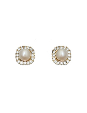 Aretes cuadrados Sofia Blum Mujer de plata P 925 con acabado baño de oro perla