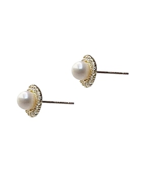 Aretes cuadrados Sofia Blum Mujer de plata P 925 con acabado baño de oro perla