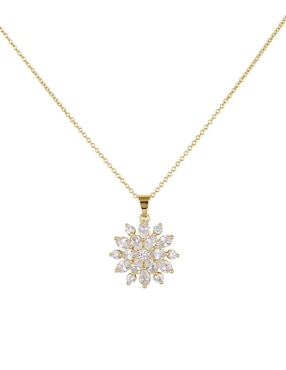 Collar con dije de flor Luckyly de baño de oro 14 K