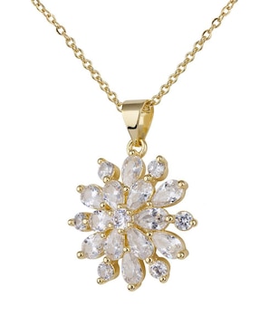 Aretes y collar de flor Luckylye baño de oro 14 K zirconia cúbica