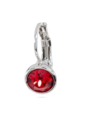 Aretes circulares Mayfer Joyería Roma con acabado baño rodio cristal