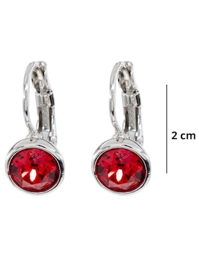 Aretes circulares Mayfer Joyería Roma con acabado baño rodio cristal