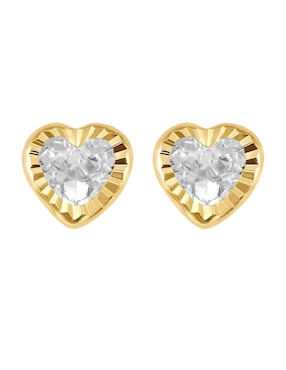 Broqueles De Corazón Oro Angelus De Oro Pavé 14 K Zirconia