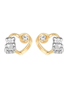 Broqueles De Corazón Oro Angelus De Oro Brillante 14 K Zirconia