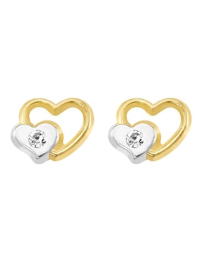 Broqueles De Corazón Oro Angelus De Oro Brillante 14 K Zirconia