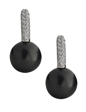 Aretes Cortos Circulares Gladkova Joyería De Plata Acabado Baño Rodio P925 Perla