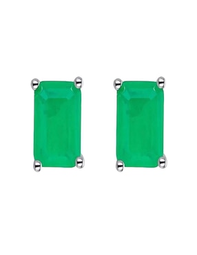 Broqueles Rectangulares Gladkova Joyería De Plata P 925 Acabado Baño Rodio Esmeralda