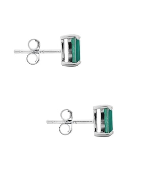 Broqueles rectangulares Gladkova Joyería de plata P 925 con acabado baño rodio esmeralda