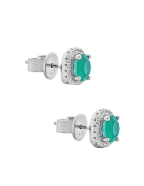 Broqueles circulares Gladkova Joyería de plata P 925 con acabado baño rodio turmalina