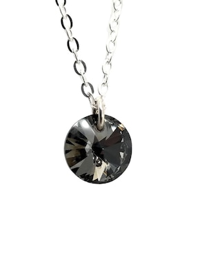 Aretes y collar redondos Zvezda Xilion de plata P 925 cristal