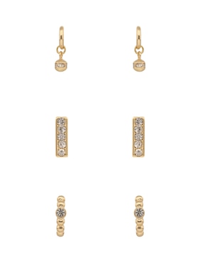 Set De Arete Nine West Striped Pavé Cristal