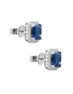 Broqueles cuadrados Gladkova Joyería de plata P 925 con acabado baño rodio zafiro