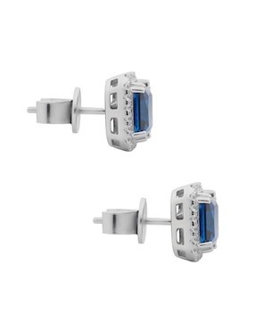 Broqueles cuadrados Gladkova Joyería de plata P 925 con acabado baño rodio zafiro