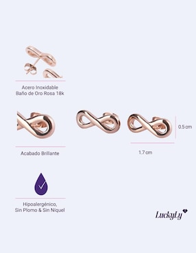 Aretes de infinito Luckyly con acabado baño de oro