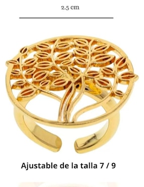 Anillo de árbol Ablime Joyería Ablime con acabado baño de oro
