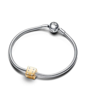 Charm de dado Pandora moments de plata 14 K