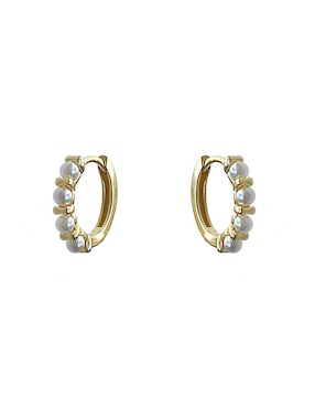 Aretes Huggies Circulares Sofia Blum De Plata P.925 Acabado Baño Oro Perla