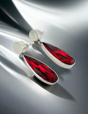 Aretes de gota Zvezda de plata P 925 con acabado brillante cristal