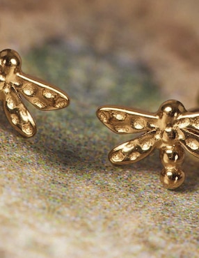 Broqueles De Libélula Apodemia Dragonfly De Latón 18 K Con Acabado Baño De Oro