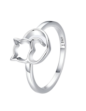 Anillo de gato Miow Kiki P 925 de plata brillante
