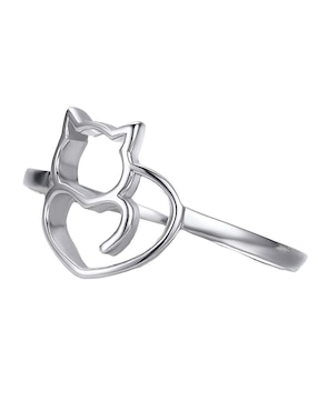 Anillo de gato Miow Kiki P 925 de plata brillante