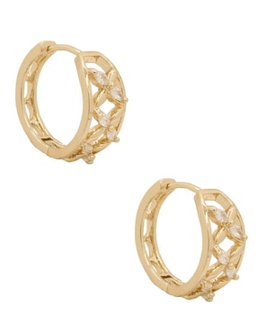 Aretes redondos Oro Angelus con acabado brillante zirconia