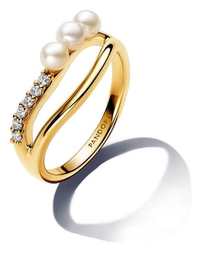 Anillo Pandora Essence de plata P 925 perla con acabado baño de oro