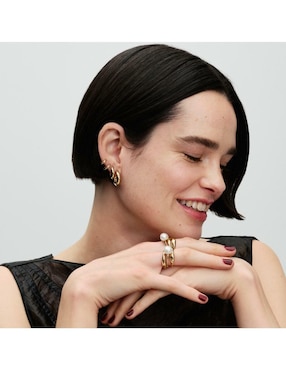 Aretes de aro Pandora de plata P 925 con acabado baño de oro