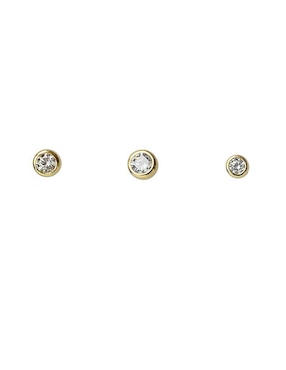 Set De Aretes Circulares Sofia Blum De Plata P.925 Acabado Chapa De Oro Circonita