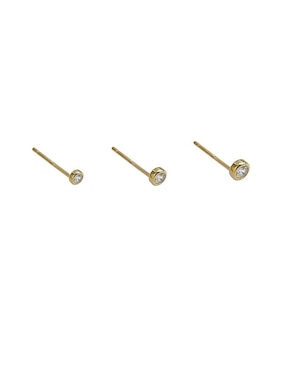 Set de aretes circulares Sofia Blum de plata P 925 con acabado chapa de oro circonita