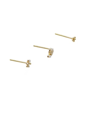 Set de aretes Sofia Blum de plata P 925 con acabado chapa de oro perla