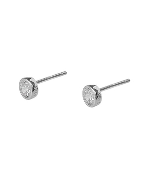 Broqueles circulares Sofia Blum de plata P 925 con acabado baño rodio circonita