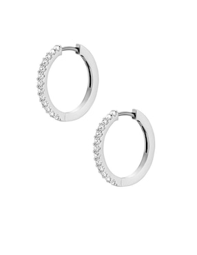 Aretes de aro ciruculares Fossil con acabado brillante cristal