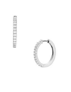 Aretes de aro ciruculares Fossil con acabado brillante cristal