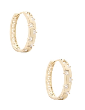 Arracadas de óvalo Oro Angelus con acabado brillante zirconia