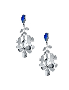 Aretes de colibrí Enrique Garcia Frida de plata P 925 con acabado plateado swarovski