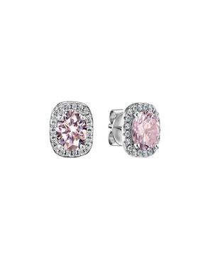 Broqueles circulares Gladkova Joyería de plata P 925 con acabado plateado zirconia