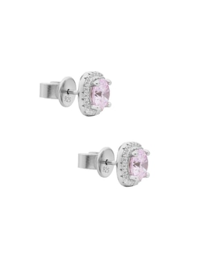 Broqueles circulares Gladkova Joyería de plata P 925 con acabado plateado zirconia