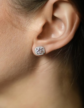 Broqueles circulares Gladkova Joyería de plata P 925 con acabado plateado zirconia