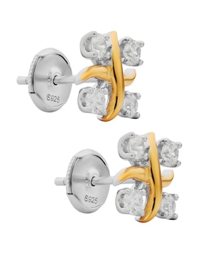 Broqueles cuadrados Gladkova Joyería de plata P 925 con acabado plateado zirconia
