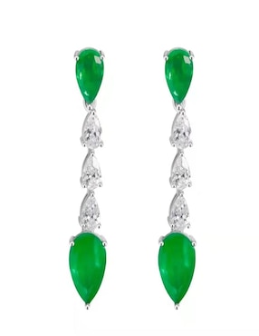 Aretes de gota Gladkova Joyería de plata P 925 con acabado plateado esmeralda