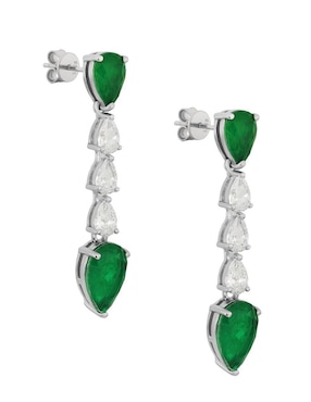 Aretes de gota Gladkova Joyería de plata P 925 con acabado plateado esmeralda