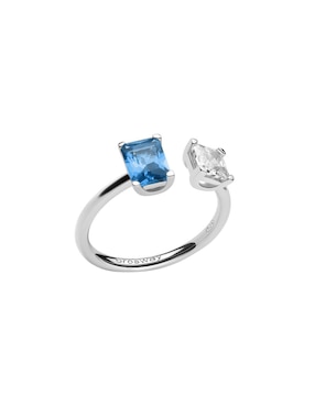 Anillo Cuadrado Brosway Fancy Freedom Blue P 925 De Plata Zirconia