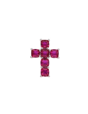 Arete Corto De Cruz Brosway Fancy Passion Ruby De Plata P925 Acabado Brillante Zirconia