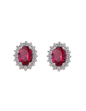 Aretes Cortos Brosway Fancy Passion Ruby De Plata P925 Acabado Brillante Zirconia