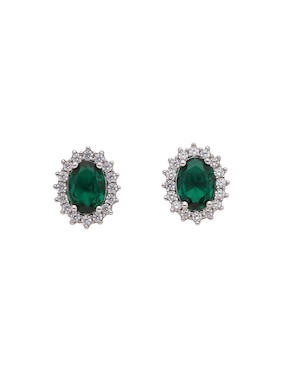 Aretes Cortos Brosway Fancy Life Green De Plata P925 Acabado Brillante Zirconia