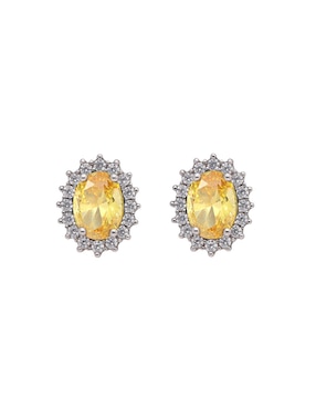 Aretes ovalados Brosway Fancy Energy Yellow de plata P 925 con acabado brillante zirconia