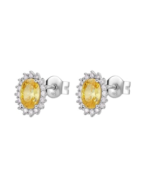 Aretes ovalados Brosway Fancy Energy Yellow de plata P 925 con acabado brillante zirconia