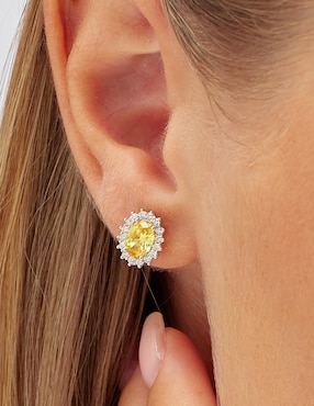 Aretes ovalados Brosway Fancy Energy Yellow de plata P 925 con acabado brillante zirconia